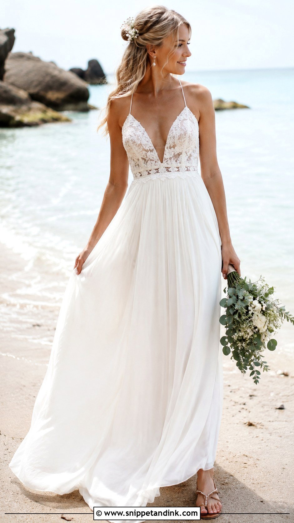 Boho Chiffon Beach Wedding Dress - Snippet and Ink - 25 Beachy Wedding Dress Boho Ideas
