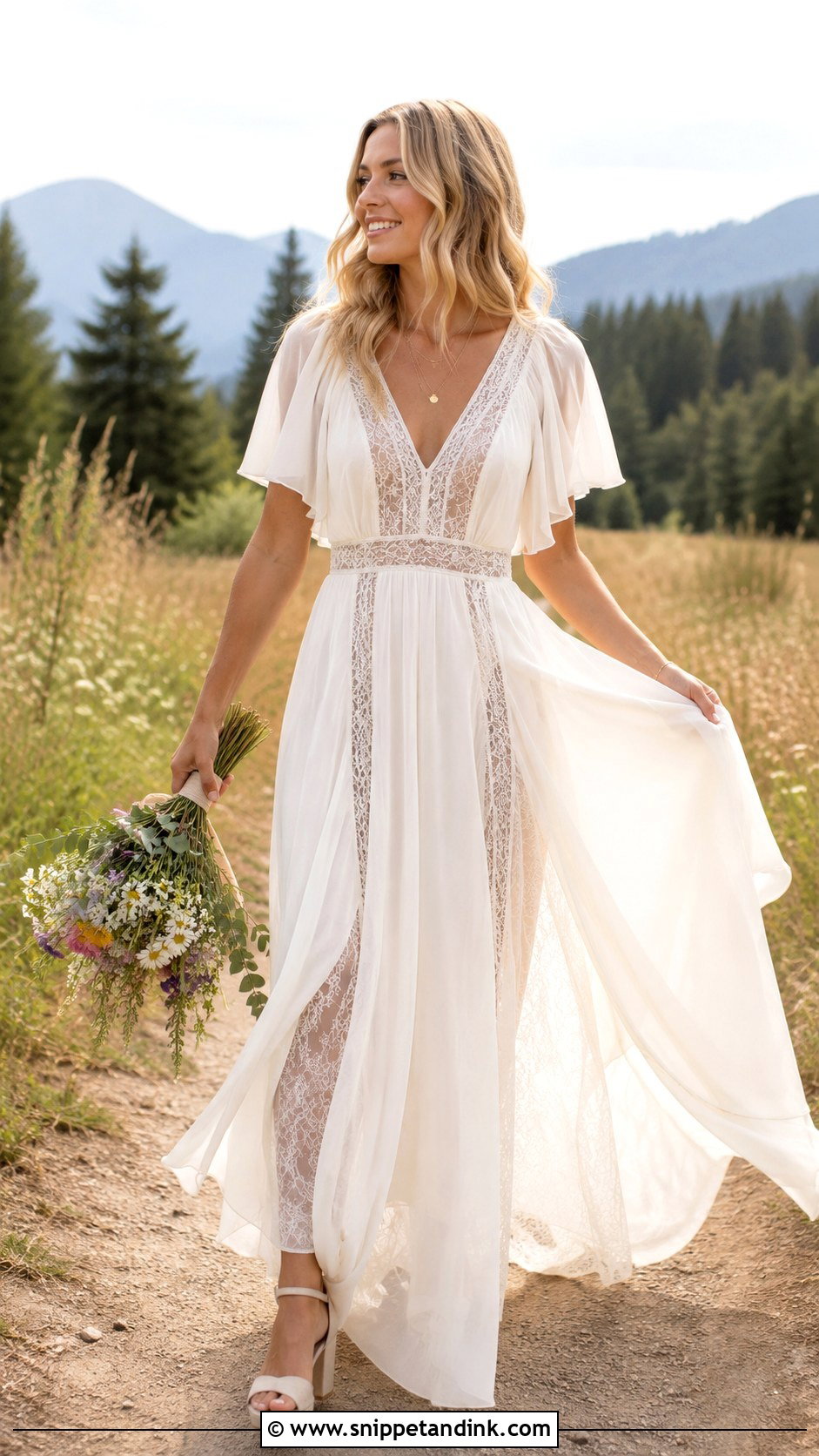 Boho Chiffon Bridal Dress - Snippet and Ink - 20 Bridal Dress Aesthetic Ideas
