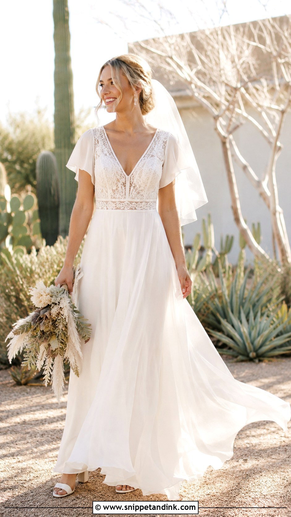 Boho Chiffon Bridal Gown - Snippet and Ink - 20 Bridal Styles