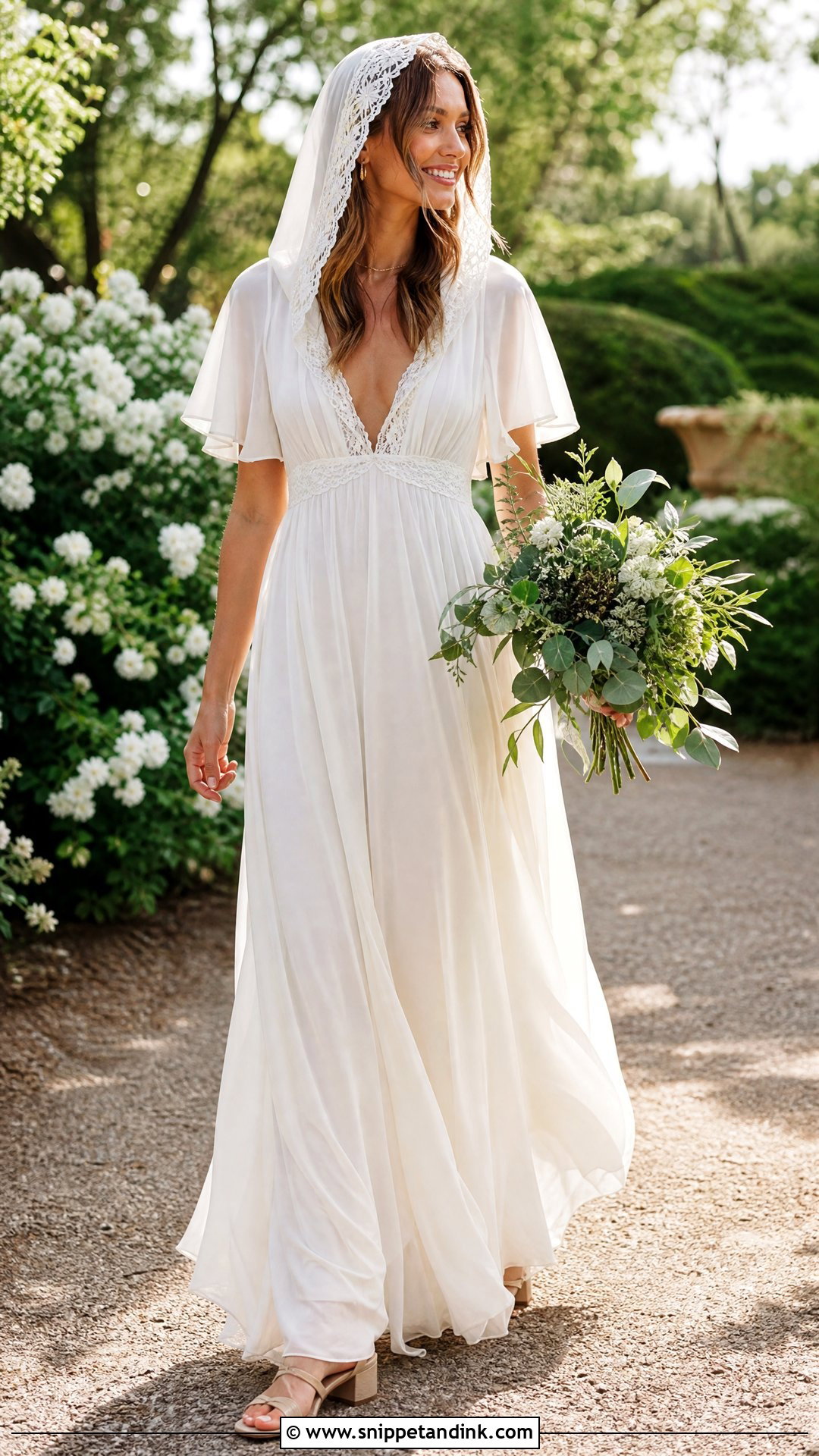 Boho Chiffon Hooded Wedding Dress - Snippet and Ink - 20 Hooded Wedding Dress Ideas