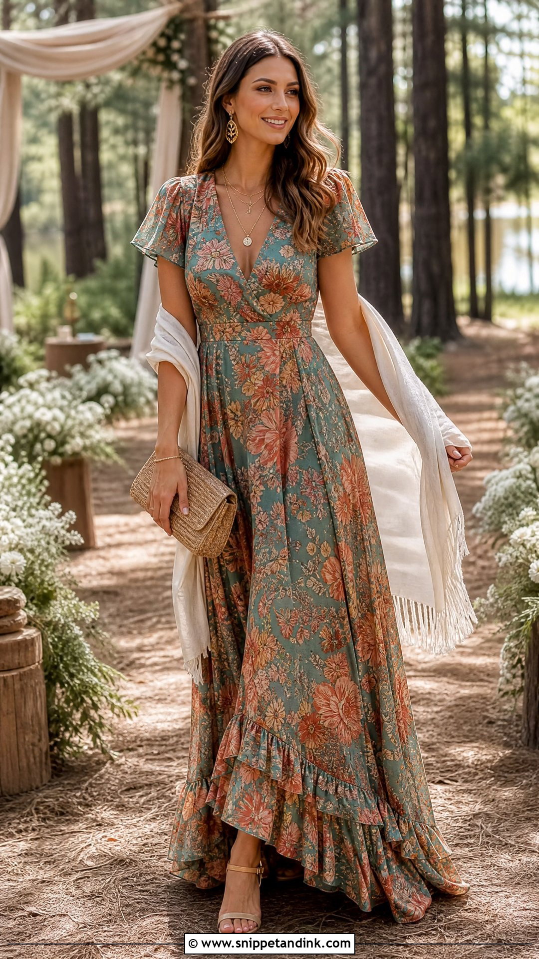 Boho Chiffon Maxi Wedding Outfit - Snippet and Ink - 20 Wedding Outfit Aesthetic Ideas