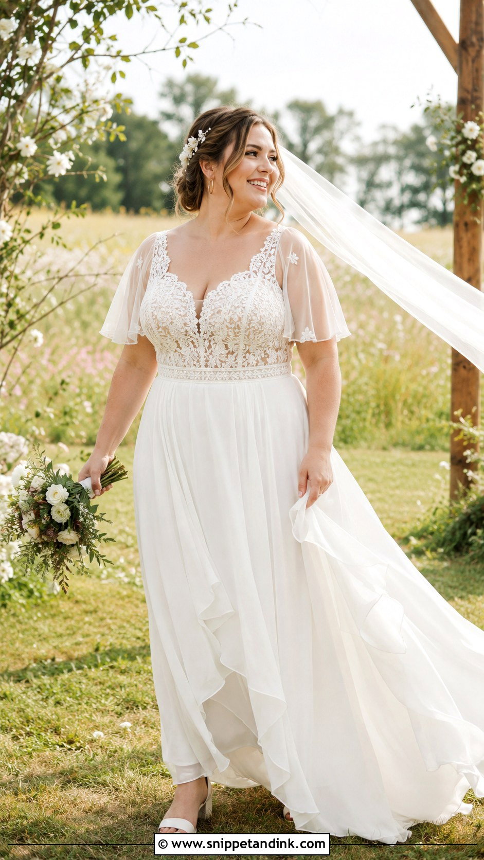 Boho Chiffon Midsize Wedding Dress - Snippet and Ink - 20 Midsize Wedding Dresses