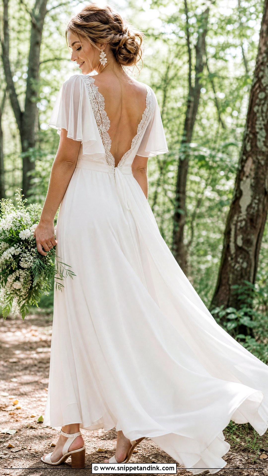 Boho Chiffon Open Back Wedding Dress - Snippet and Ink - 20 Open Wedding Dress Ideas