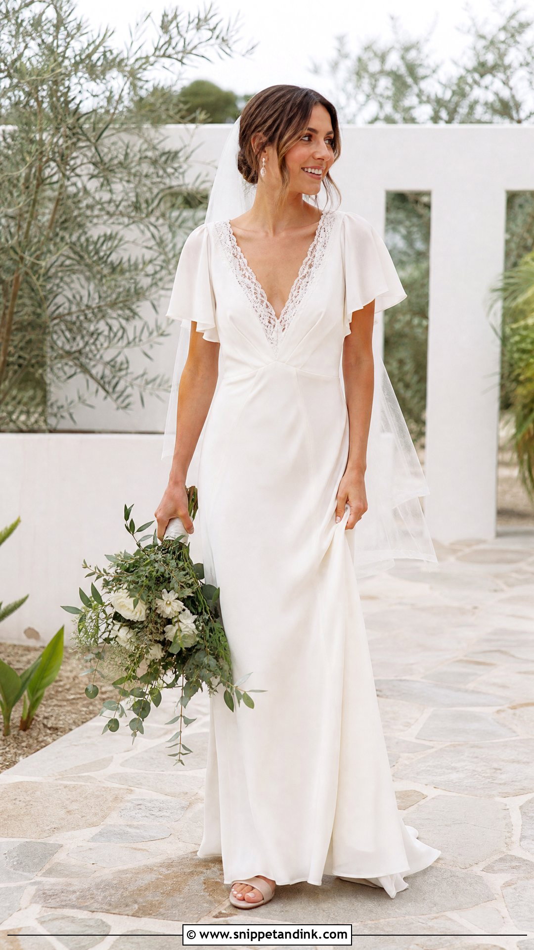 Boho Chiffon Straight Wedding Dress - Snippet and Ink - 20 Straight Wedding Dresses
