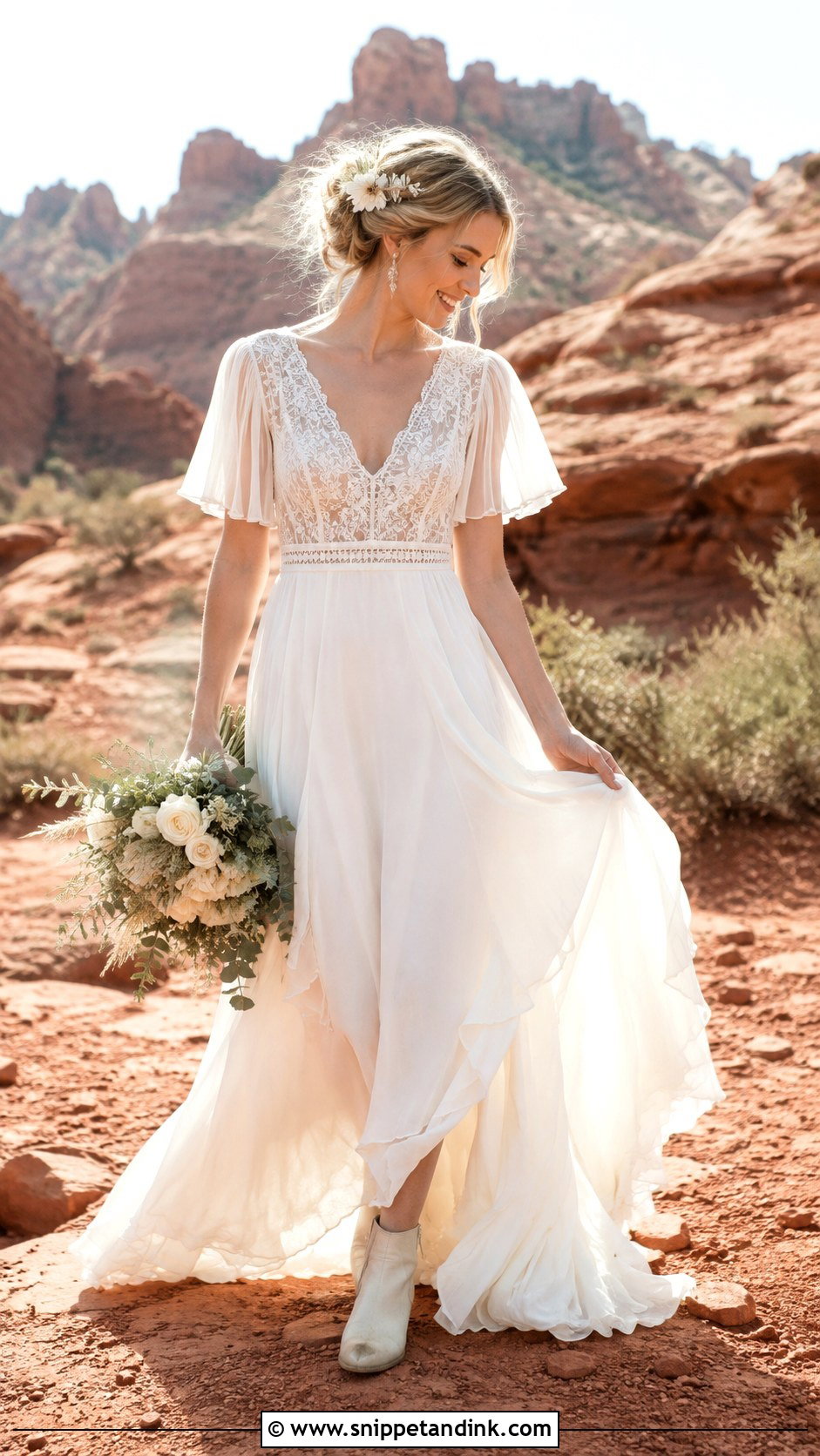Boho Chiffon Utah Wedding Dress - Snippet and Ink - 20 Utah Wedding Dress Ideas