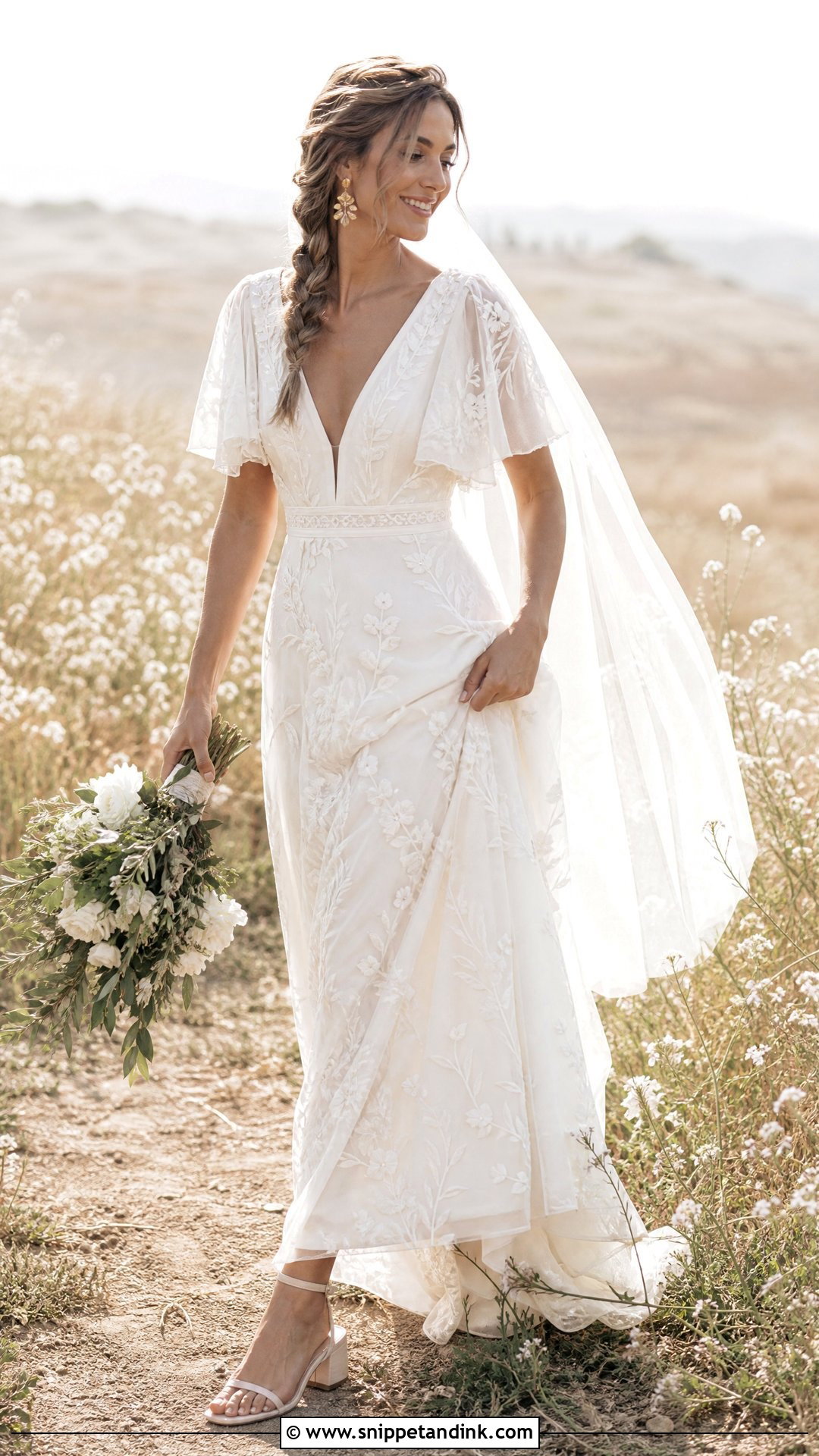 Boho Chiffon Vine Wedding Dress - Snippet and Ink - 20 Wedding Dress with Vines Ideas