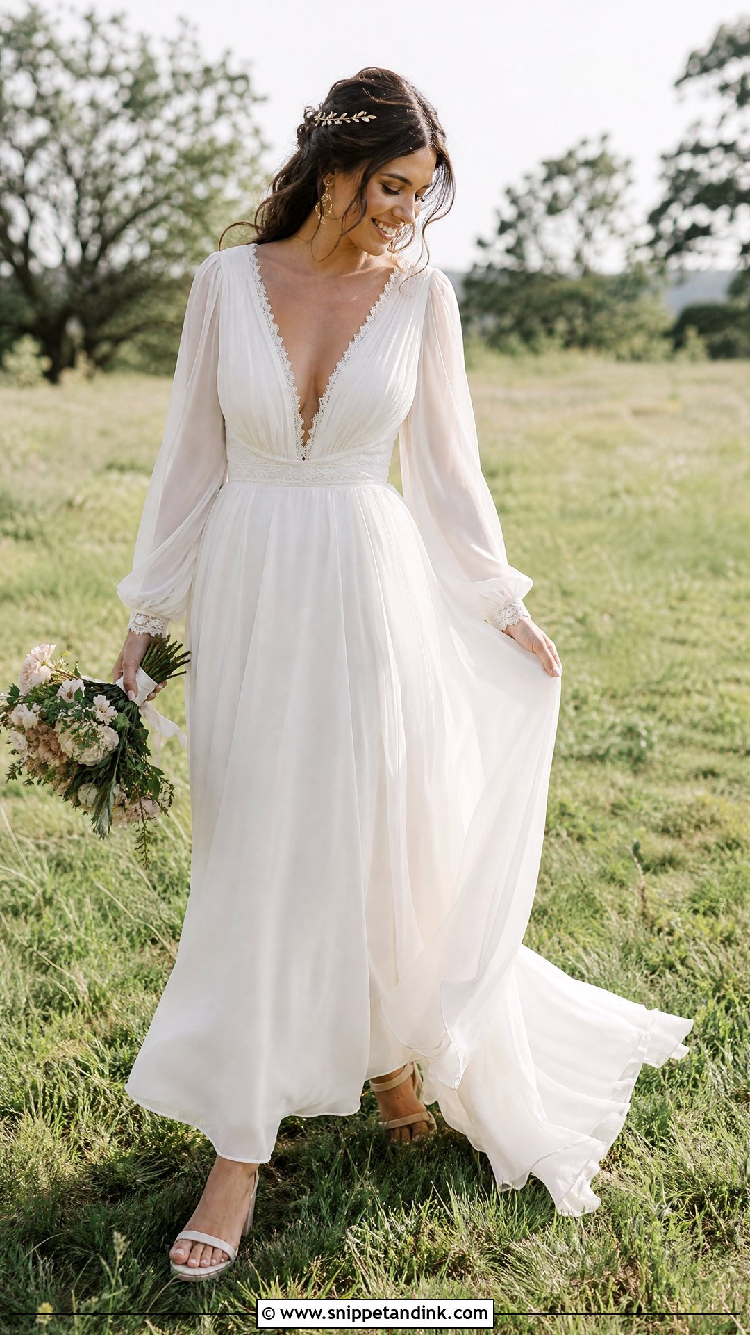 Boho Chiffon Wedding Dress - Snippet and Ink - 20 Prettiest Wedding Dress Ideas