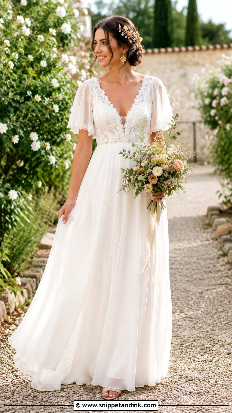 Boho Chiffon Wedding Dress - Snippet and Ink - 20 Brides Wedding Dress Ideas