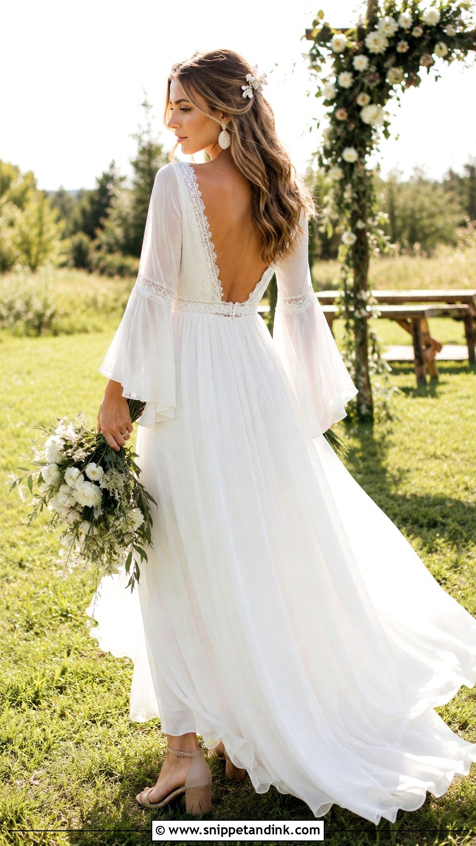 Boho Chiffon Wedding Dress - Snippet and Ink - 20 Flowy Chiffon Wedding Dress Ideas