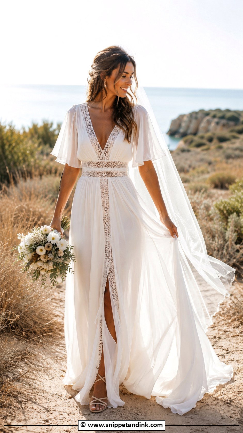 Boho Chiffon Wedding Dress - Snippet and Ink - 30 Pretty Wedding Dresses