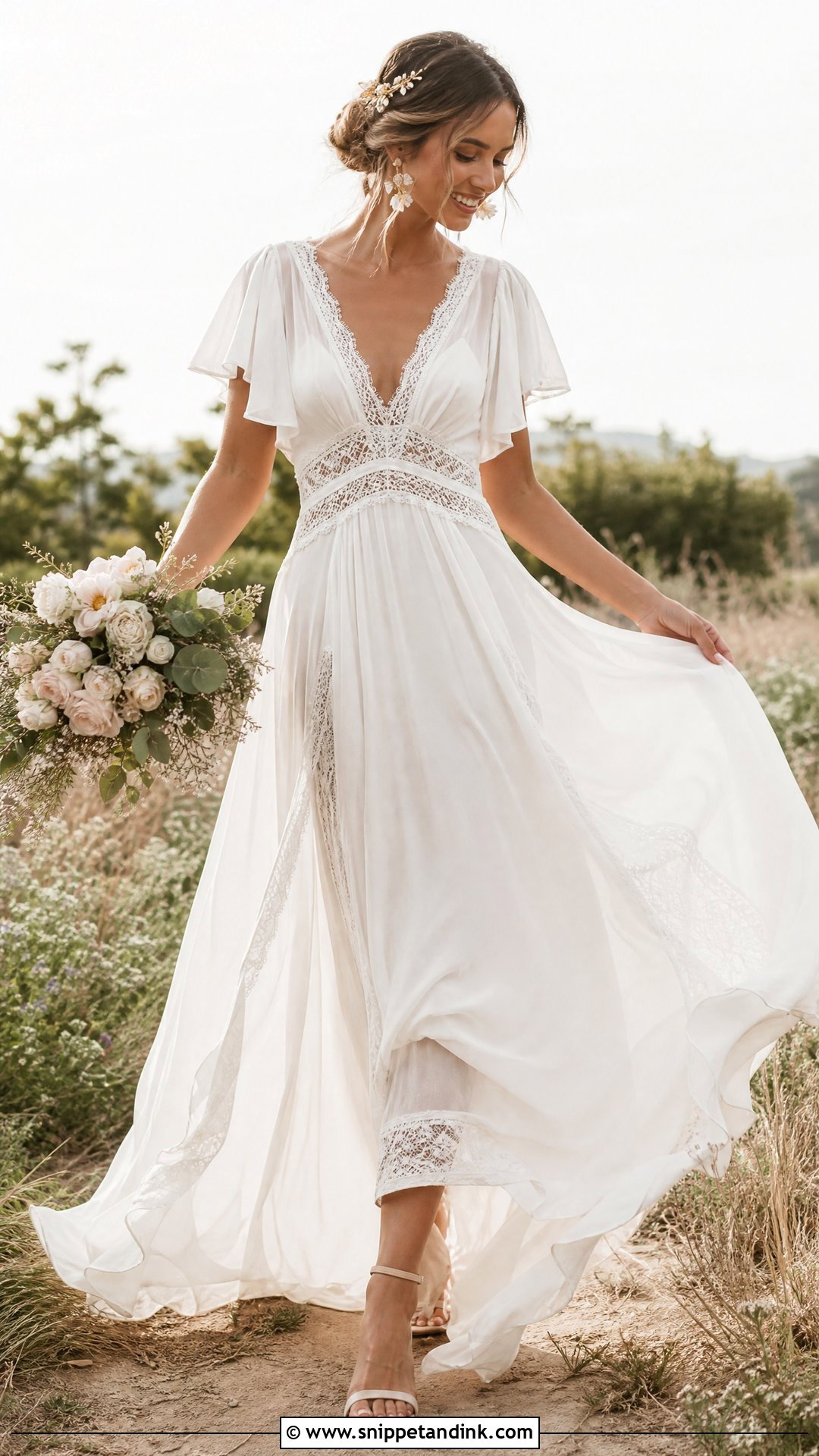 Boho Chiffon Wedding Gown - Snippet and Ink - 25 Dream Wedding Gown Ideas