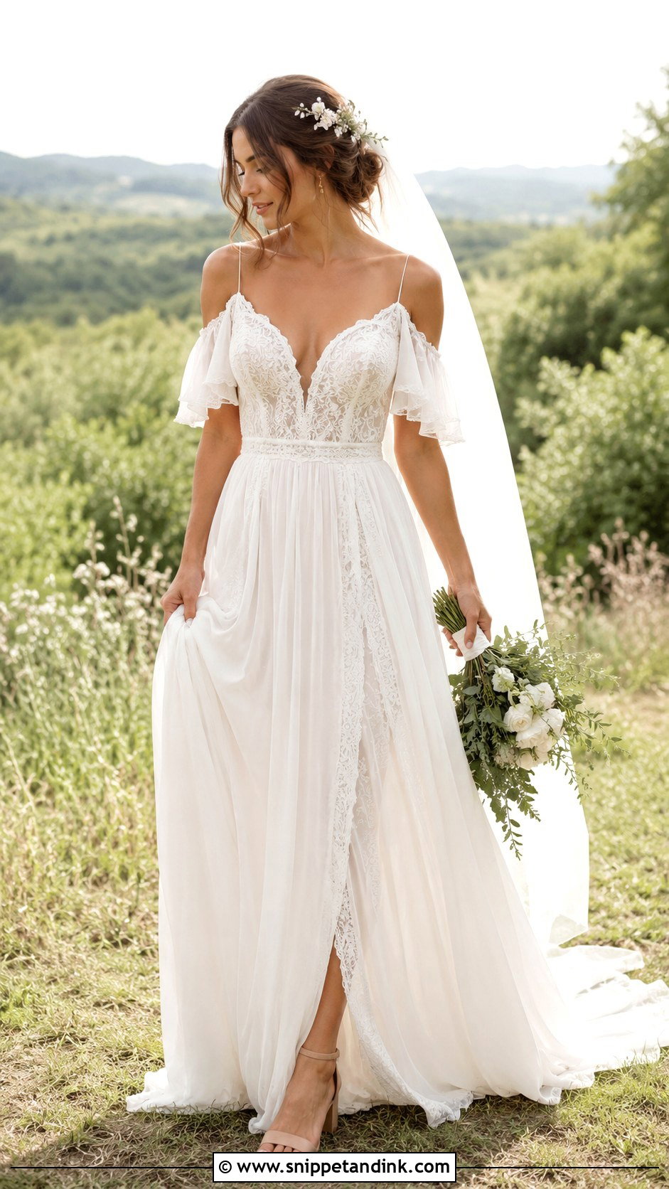 Boho Cold Shoulder Wedding Dress - Snippet and Ink - 20 Cold Shoulder Wedding Dress Ideas