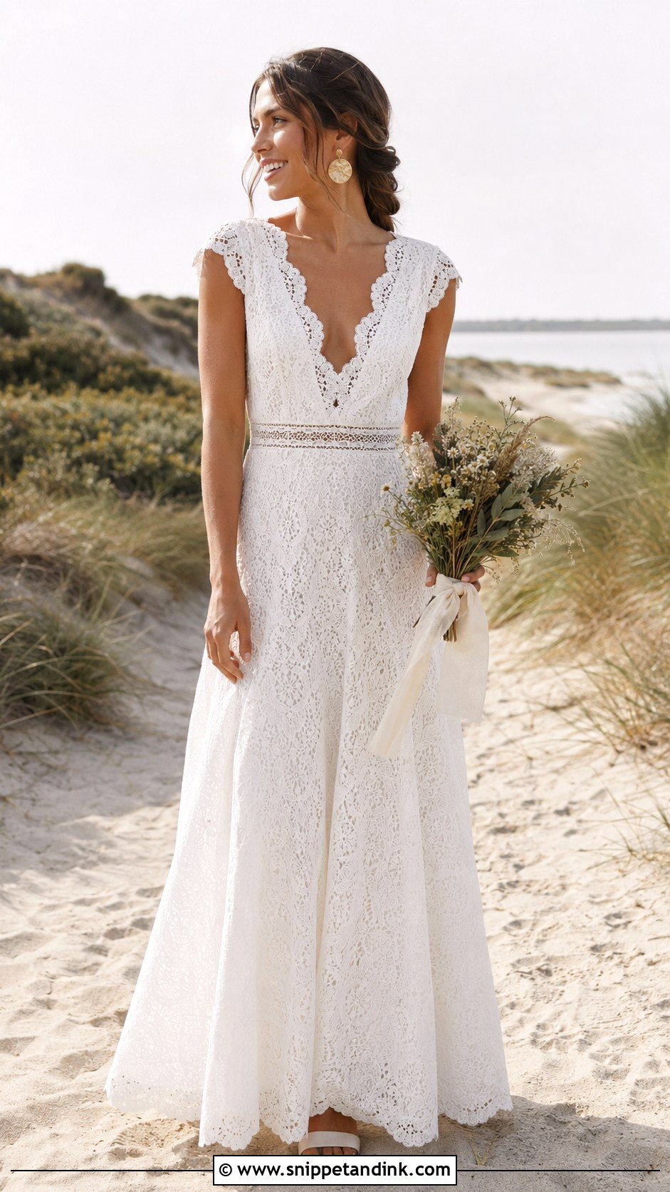 Boho Cotton Lace Maxi Beach Wedding Dress - Snippet and Ink - 20 Boho Simple Beach Wedding Dress Ideas