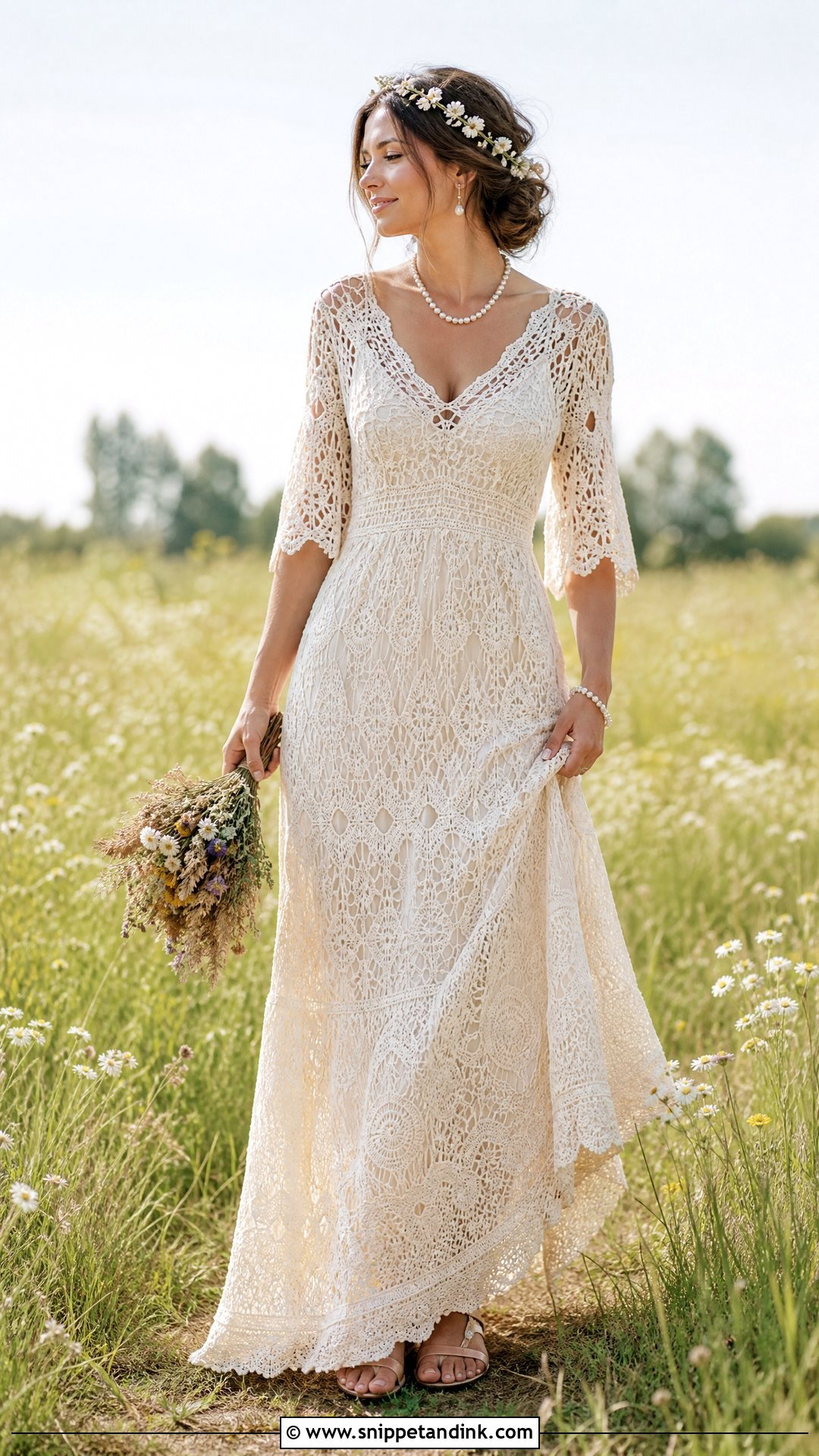 Boho Crochet Homemade Wedding Dress - Snippet and Ink - 20 Homemade Wedding Dress Ideas
