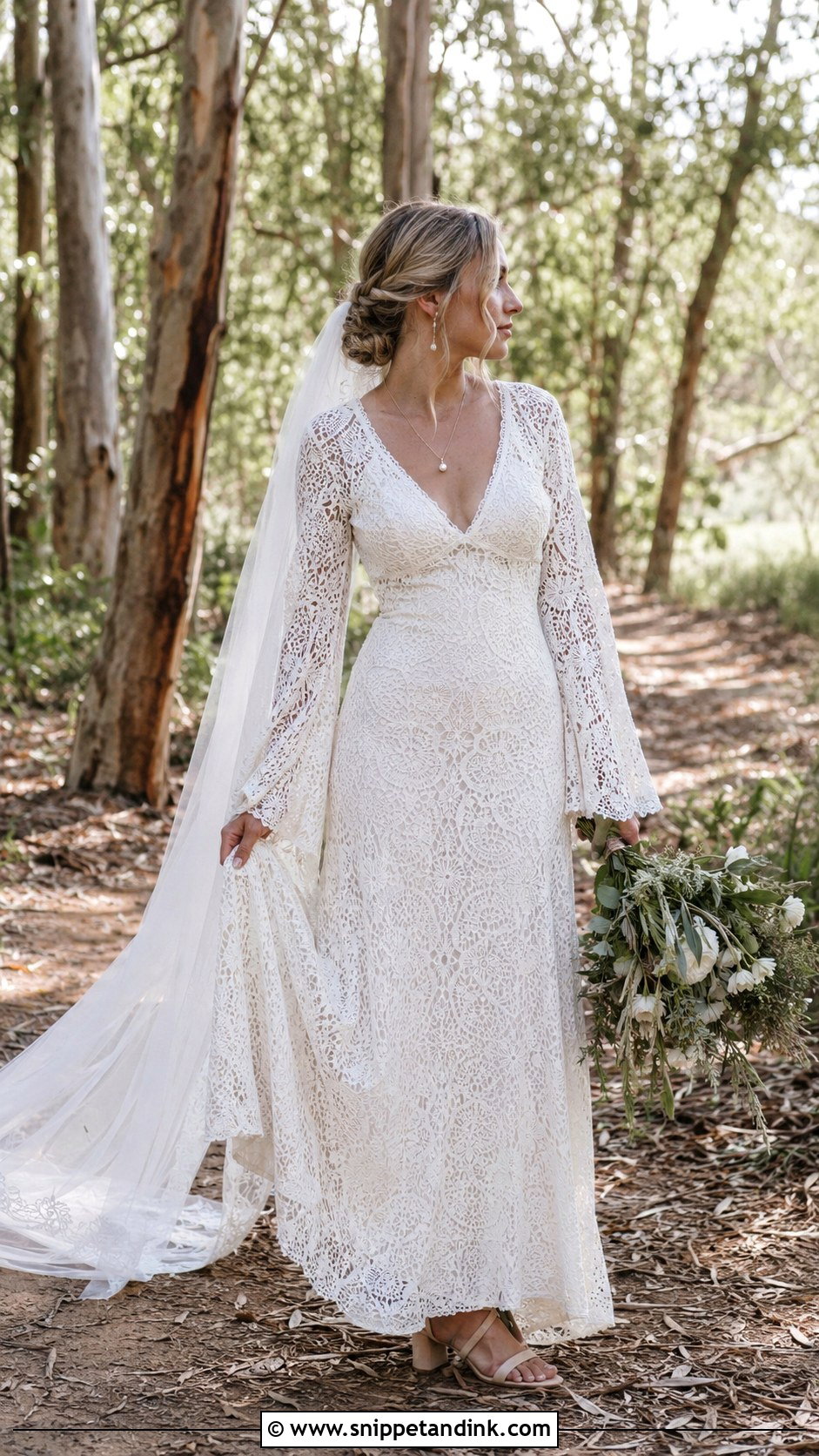 Boho Crochet Lace Bridal Dress - Snippet and Ink - 20 Bridal Fits Ideas