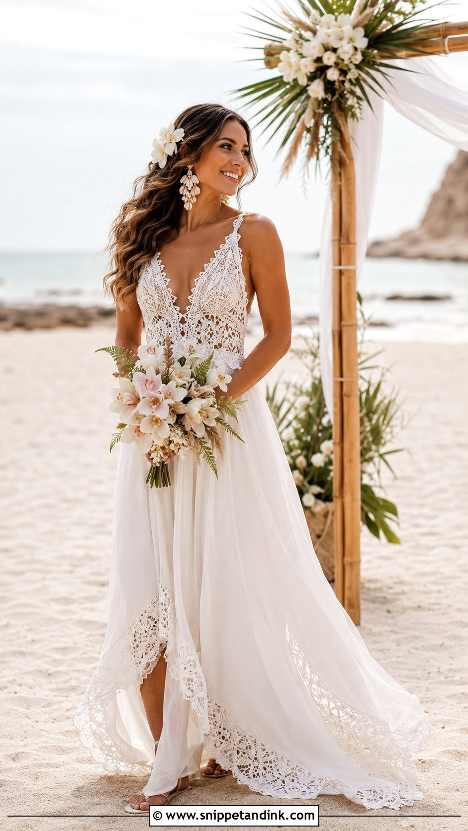 Boho Crochet Lace Caribbean Wedding Dress - Snippet and Ink - 20 Caribbean Wedding Dress Ideas
