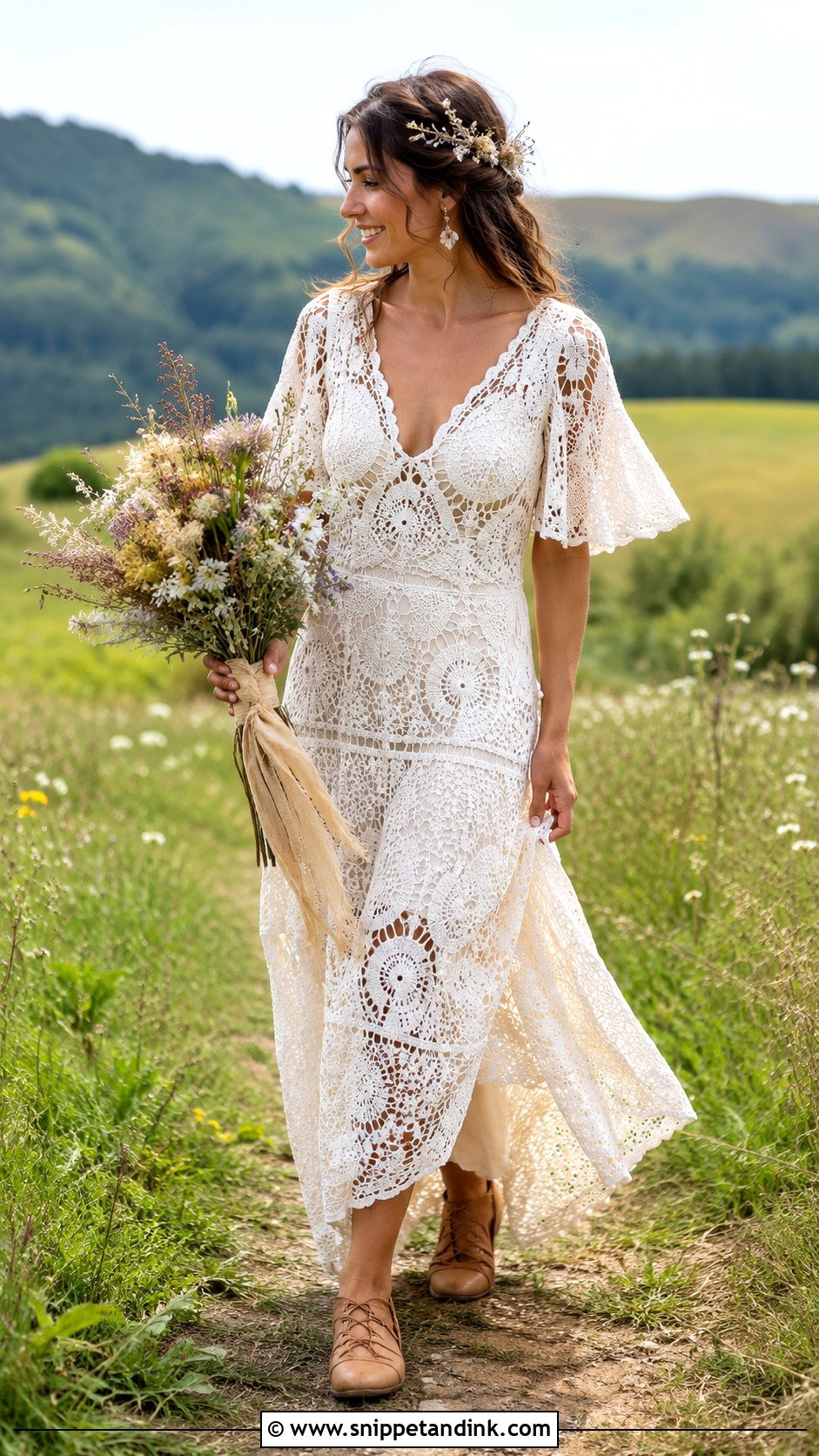 Boho Crochet Lace Faerie Wedding Dress - Snippet and Ink - 20 Faerie Wedding Dress Ideas