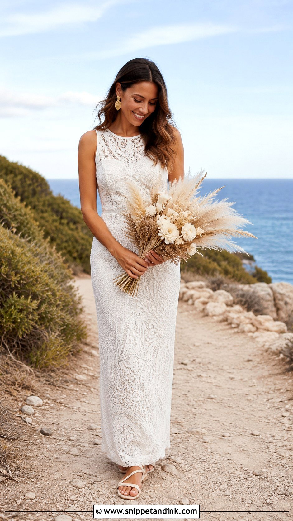 Boho Crochet Lace Sheath Beach Wedding Dress - Snippet and Ink - 20 Boho Simple Beach Wedding Dress Ideas