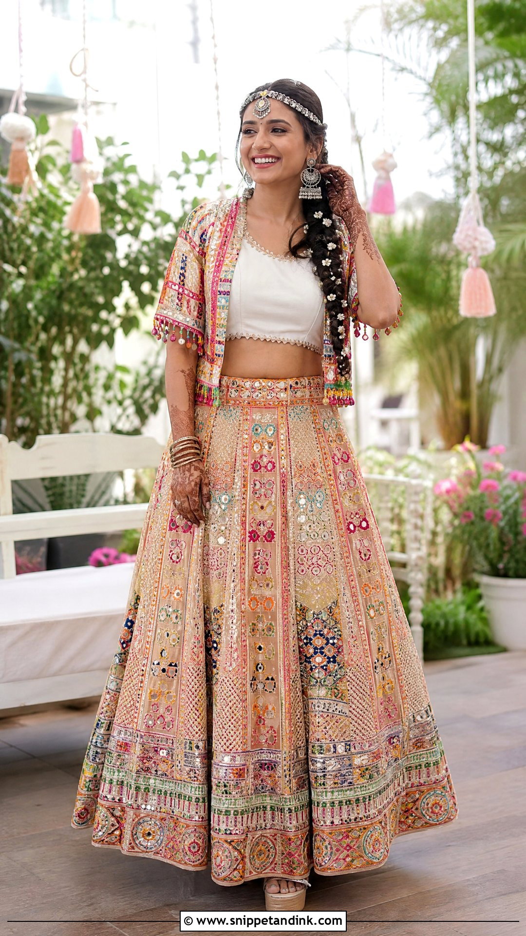 Boho Embroidered Skirt Mehendi Outfit - Snippet and Ink - 20 Indian Bridal Mehendi Outfits
