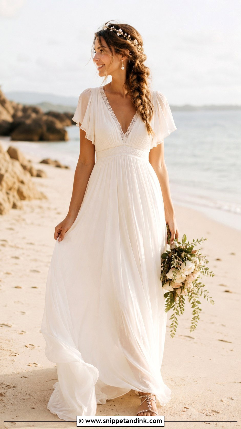 Boho Empire Waist Beach Wedding Dress - Snippet and Ink - 25 Beachy Wedding Dress Boho Ideas