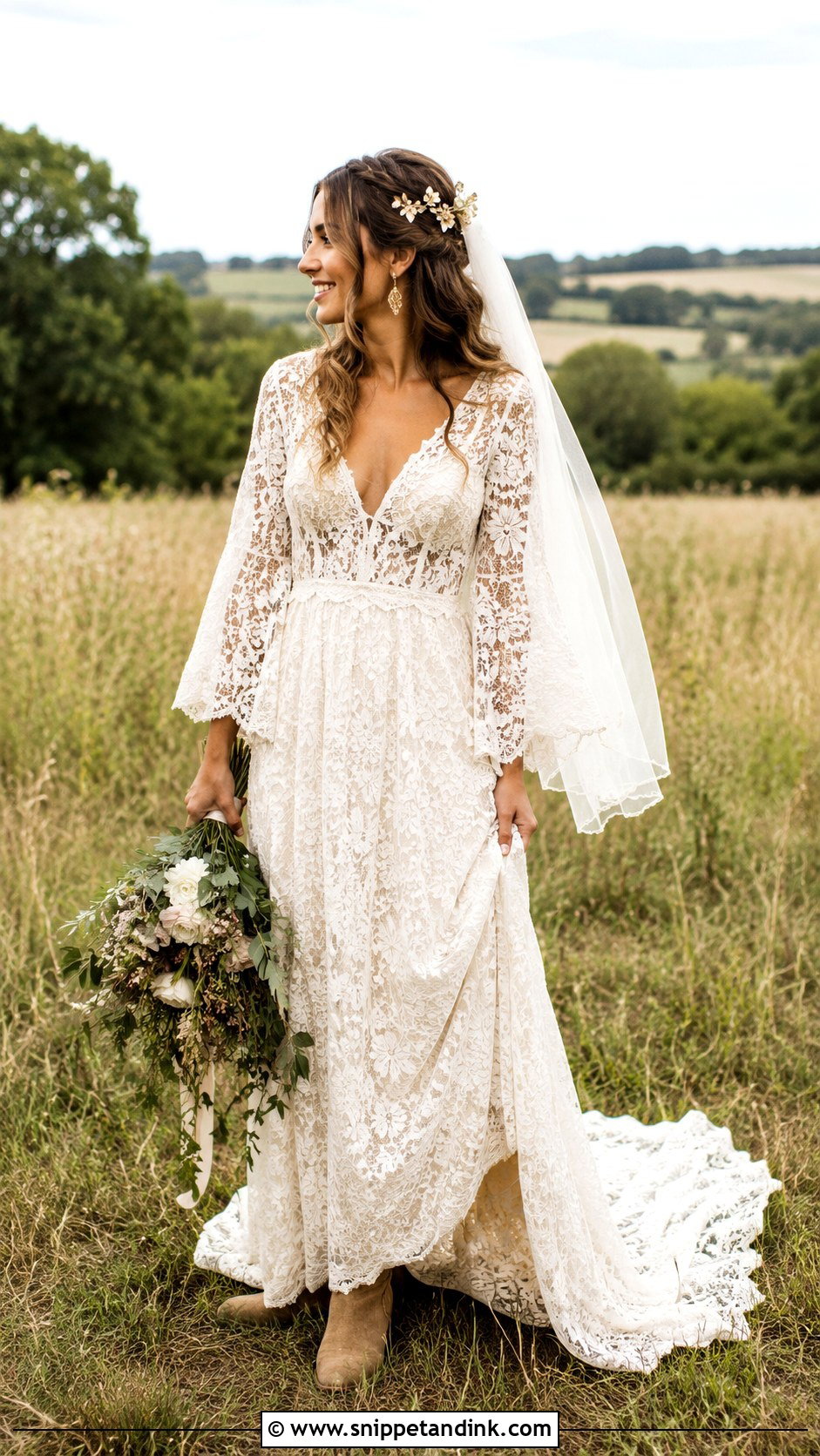 Boho English Countryside Wedding Dress - Snippet and Ink - 20 English Wedding Dress Ideas