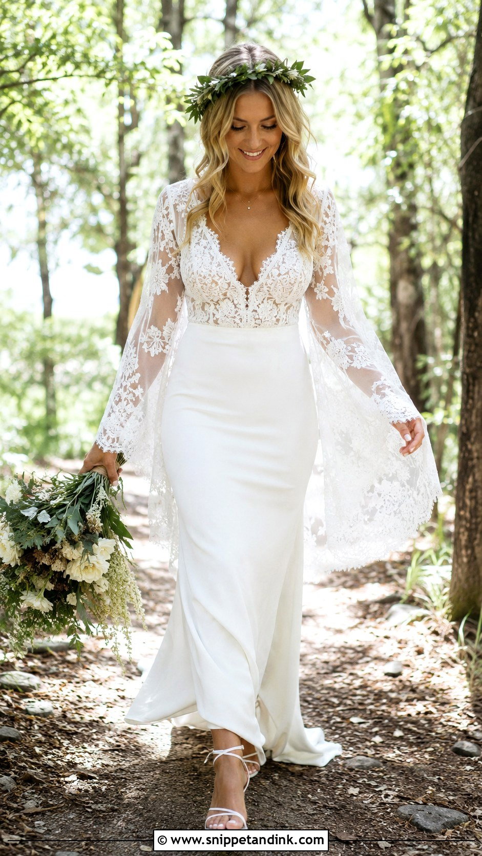 Boho Fairy Bell Sleeve Wedding Dress - Snippet and Ink - 30 Boho Fairy Wedding Dress Ideas