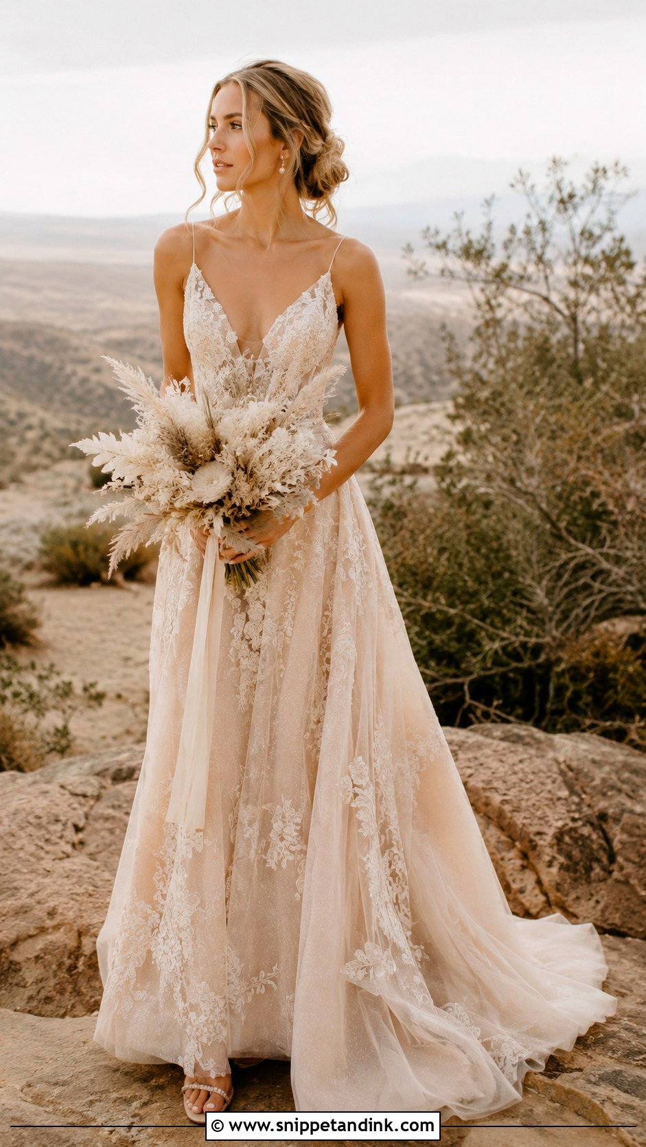 Boho Fairy Champagne Wedding Dress - Snippet and Ink - 30 Boho Fairy Wedding Dress Ideas