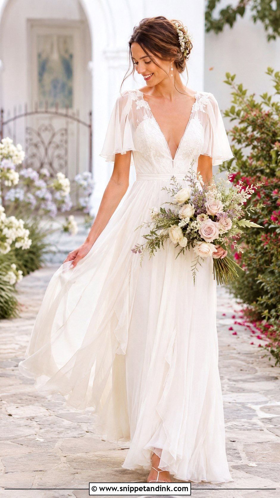 Boho Fairy Chiffon Wedding Dress - Snippet and Ink - 30 Boho Fairy Wedding Dress Ideas