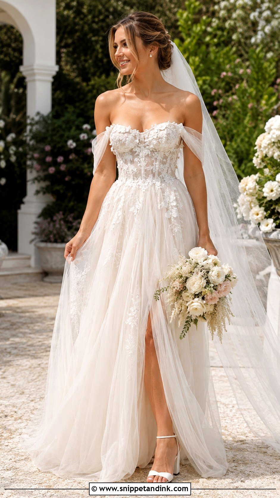 Boho Fairy Off Shoulder Wedding Dress - Snippet and Ink - 30 Boho Fairy Wedding Dress Ideas