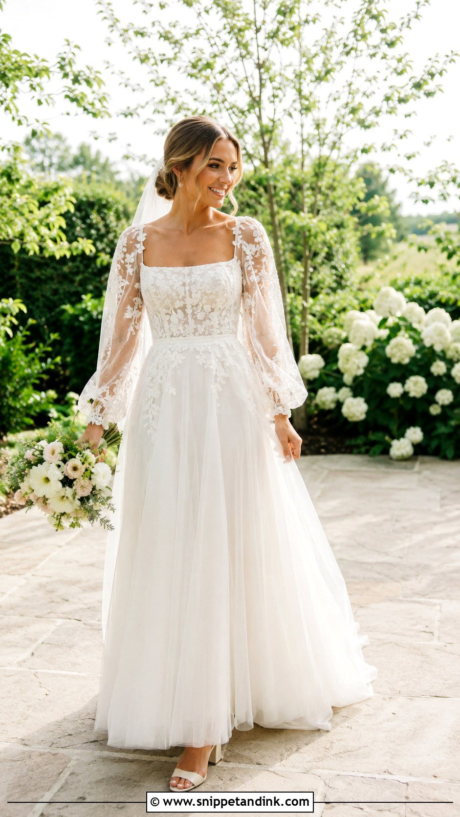 Boho Fairy Sheer Sleeve Wedding Dress - Snippet and Ink - 30 Boho Fairy Wedding Dress Ideas