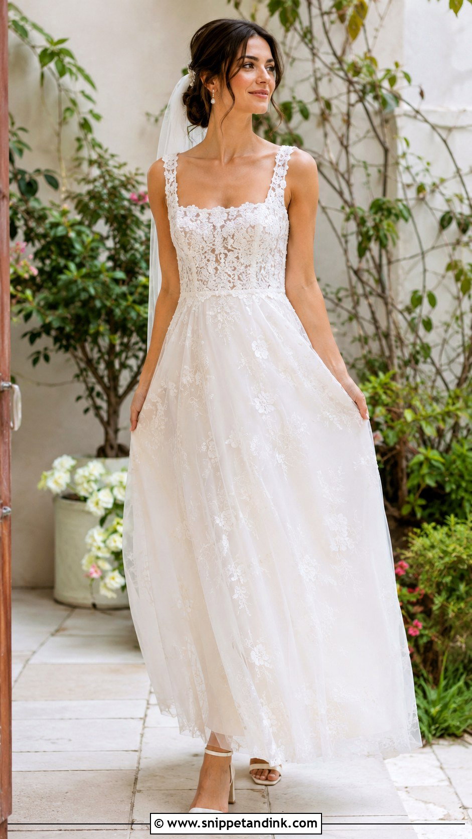 Boho Fairy Square Neck Wedding Dress - Snippet and Ink - 30 Boho Fairy Wedding Dress Ideas