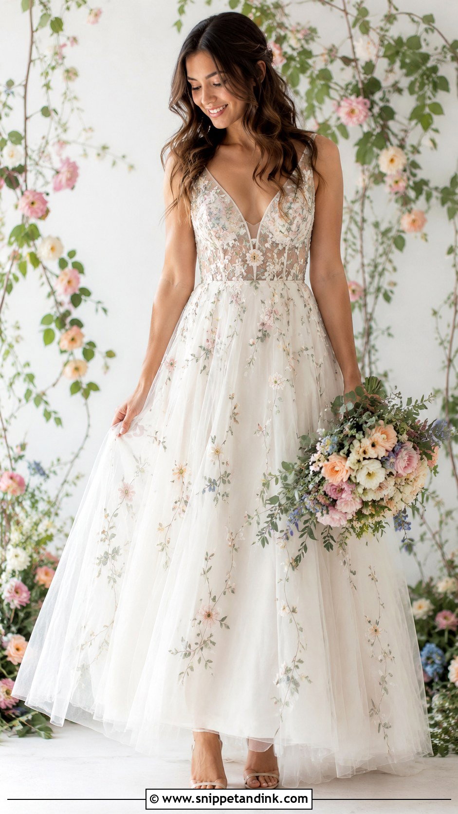Boho Floral Embroidered Wedding Dress - Snippet and Ink - 25 Boho Bride Dress Ideas