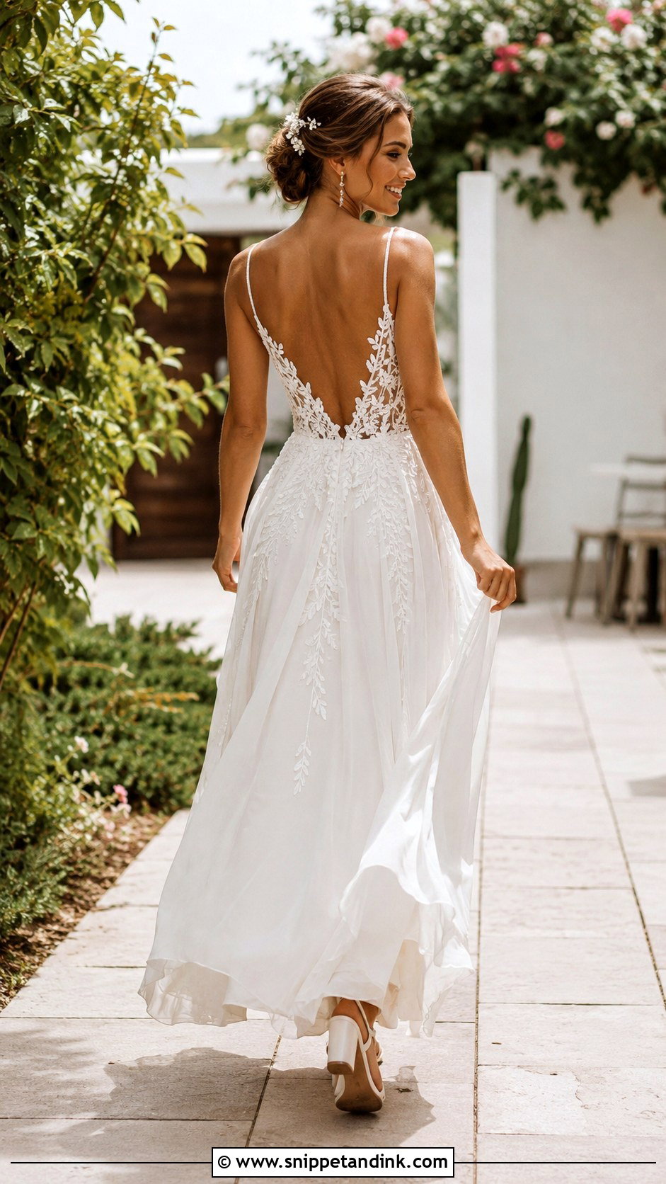 Boho Floral Lace Back Wedding Dress - Snippet and Ink - 20 Lace Back Wedding Dress Ideas