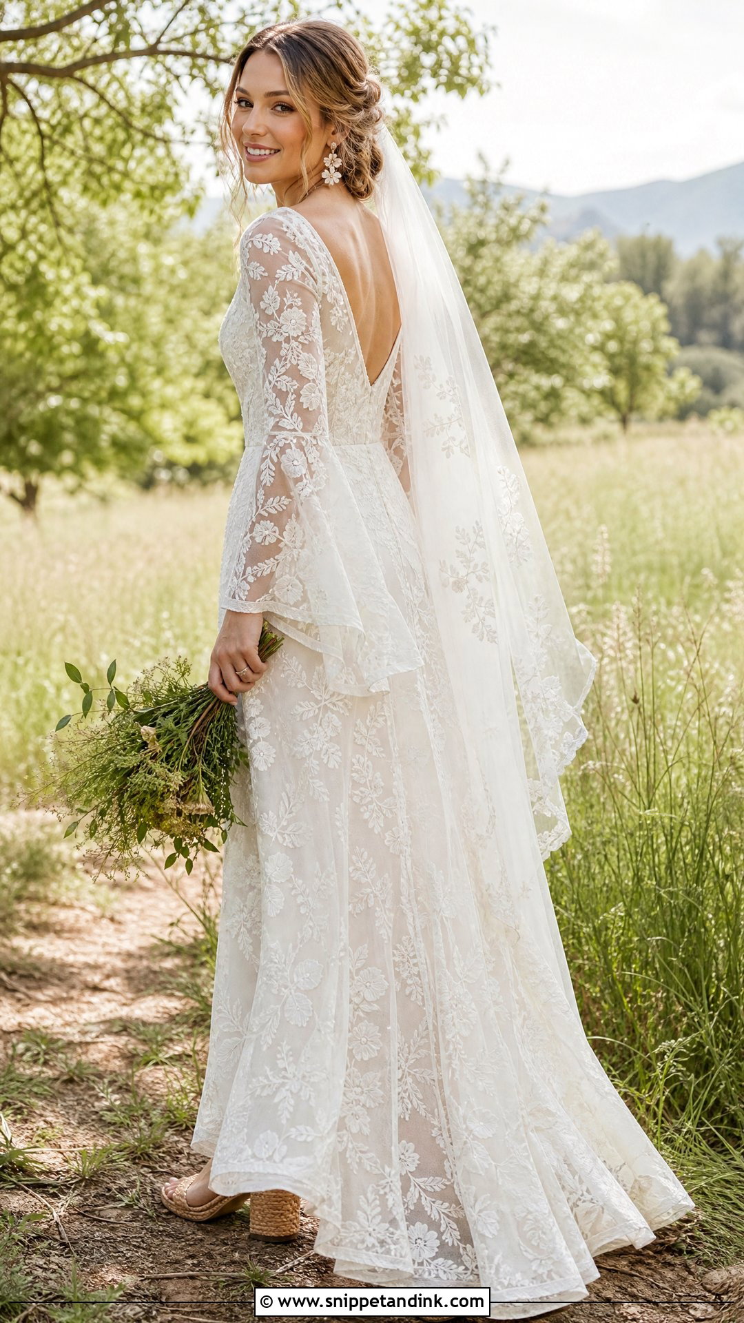 Boho Floral Lace Bride Dress - Snippet and Ink - 20 Romantic Bride Dress Ideas