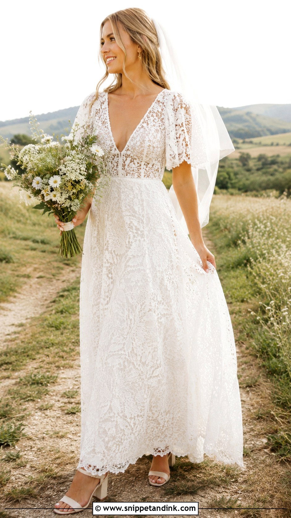 Boho Flower Lace Wedding Dress - Snippet and Ink - 20 Flower Lace Wedding Dress Ideas