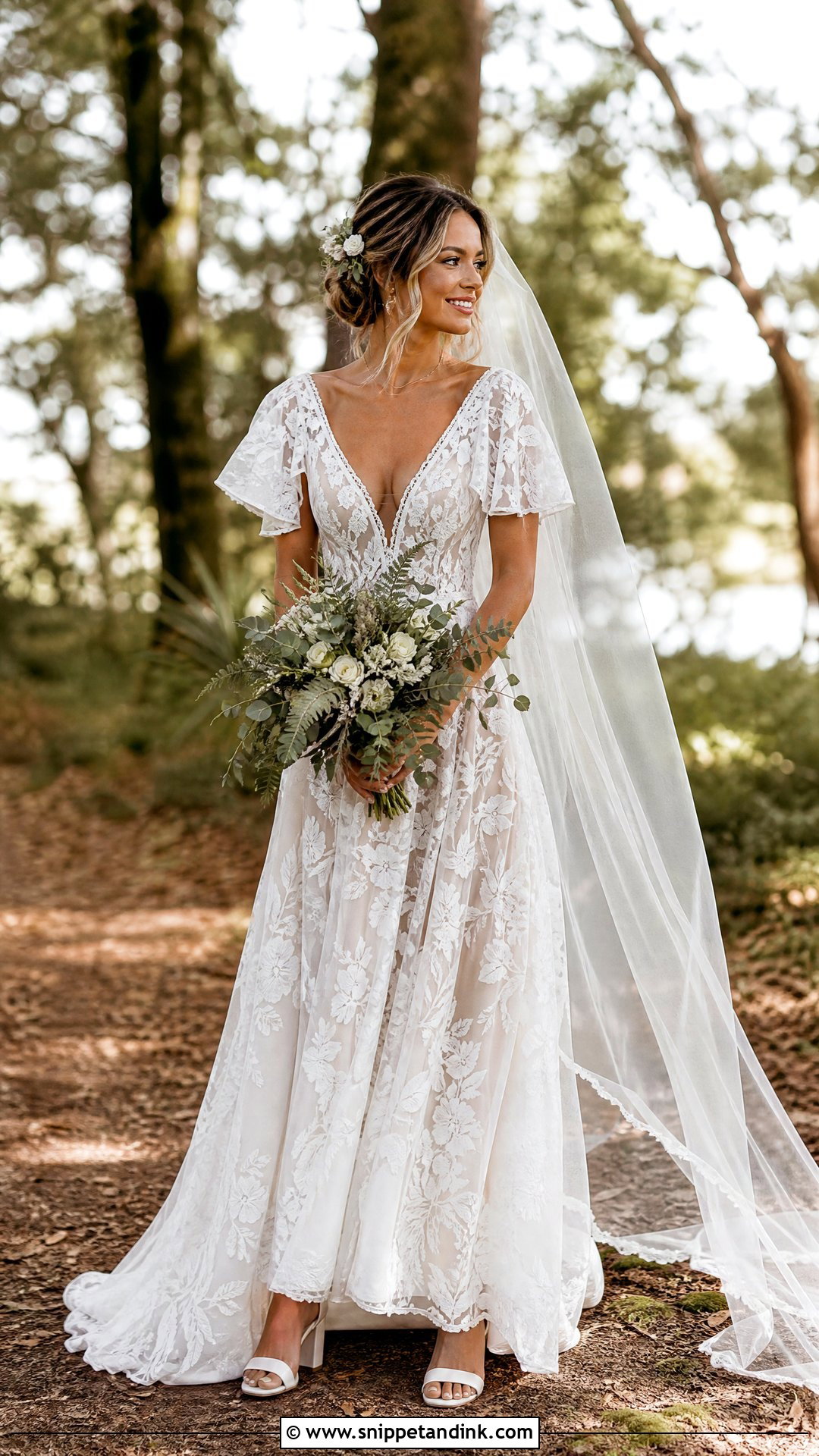 Boho Flutter Sleeve Wedding Dress - Snippet and Ink - 20 Wedding Dress Flutter Sleeves