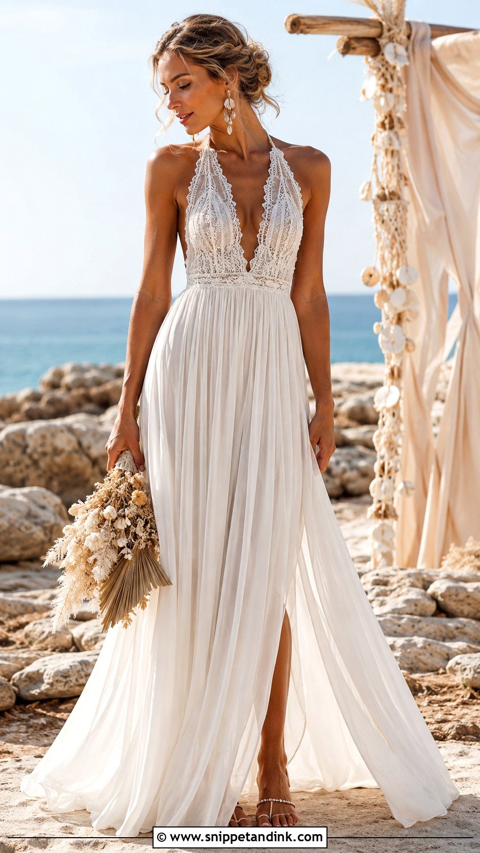 Boho Halter Beach Wedding Dress - Snippet and Ink - 25 Beachy Wedding Dress Boho Ideas