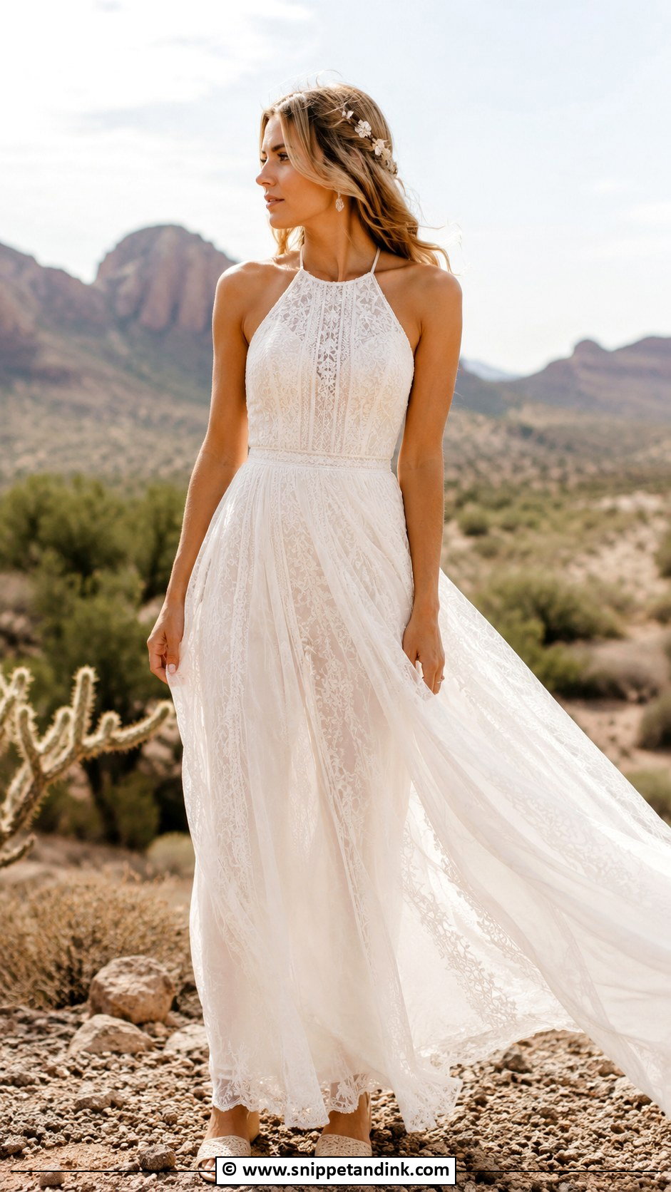 Boho Halter Wedding Dress - Snippet and Ink - 30 Halter Neck Wedding Dress Ideas
