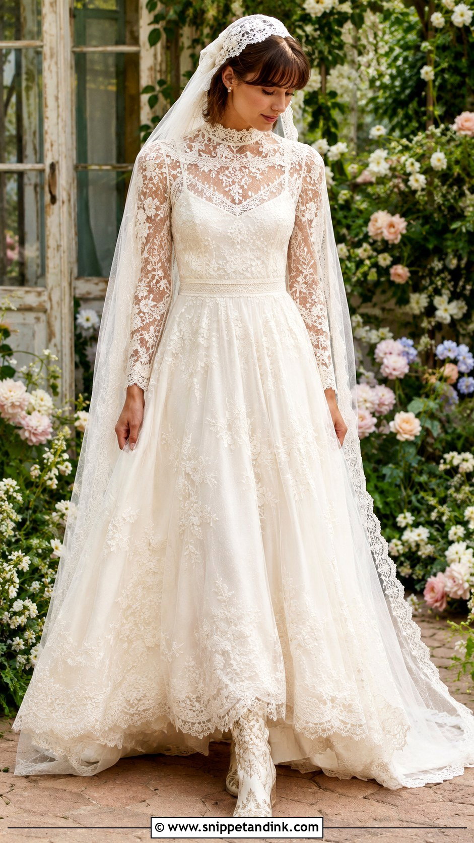 Boho High Neck Lace Wedding Dress - Snippet and Ink - 20 Bohem Gelinlik Wedding Ideas