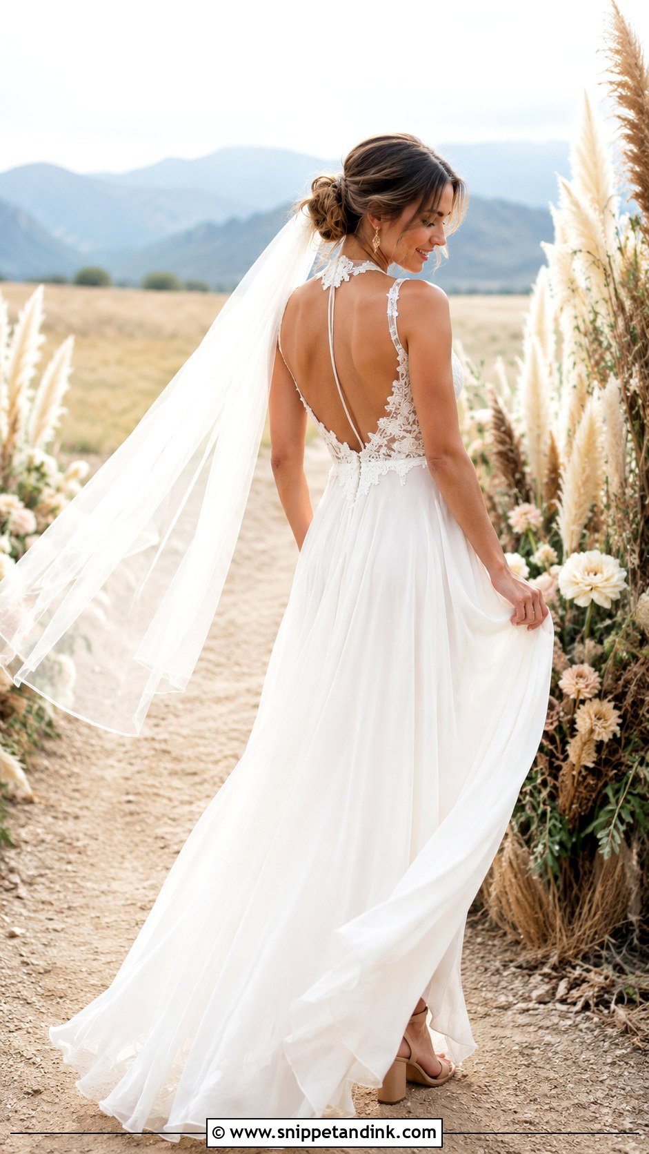 Boho High Neck Open Back Wedding Dress - Snippet and Ink - 20 High Neck Open Back Wedding Dress Ideas