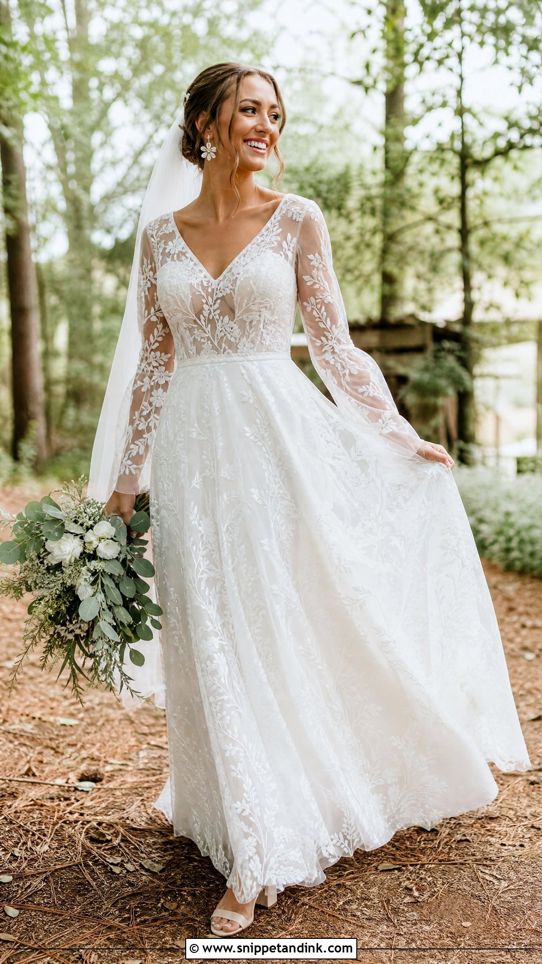Boho Illusion Sleeve Wedding Dress - Snippet and Ink - 20 Illusion Sleeve Wedding Dress Ideas