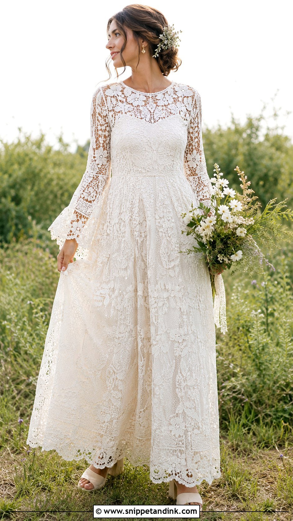 Boho Irish Crochet Lace Wedding Dress - Snippet and Ink - 20 Irish Lace Wedding Dress Ideas