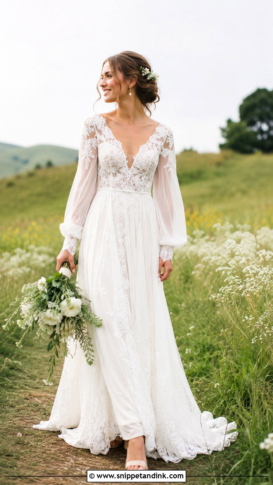 Boho Lace A Line Wedding Dress - Snippet and Ink - 20 Align Wedding Dress Ideas