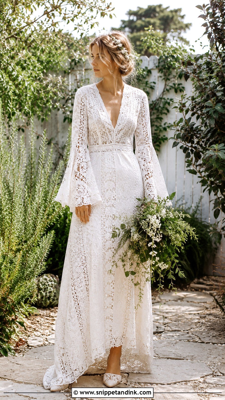 Boho Lace Backyard Wedding Dress - Snippet and Ink - 20 Backyard Wedding Dresses