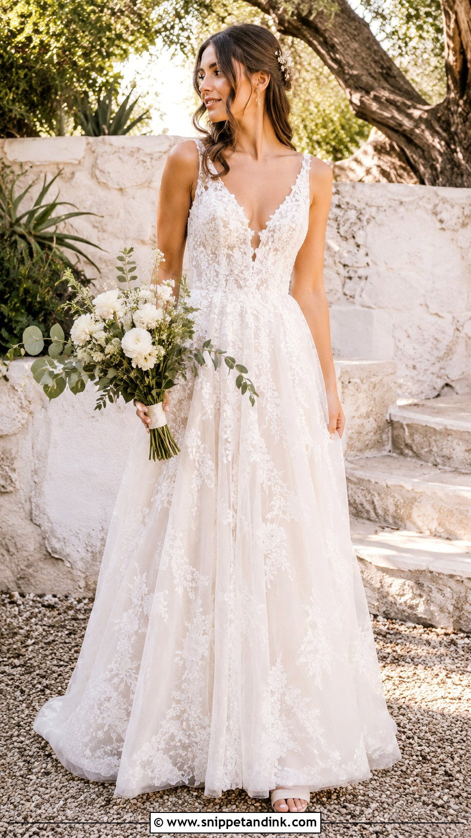 Boho Lace Ball Gown Wedding Dress - Snippet and Ink - 20 Big Lace Wedding Dress Ideas