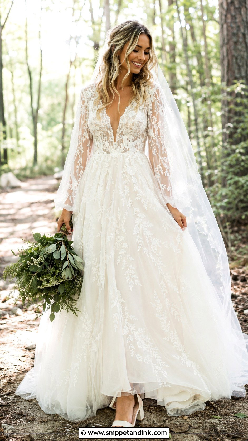 Boho Lace Ball Gown Wedding Dress - Snippet and Ink - 20 Lace Ball Gown Wedding Dress Ideas