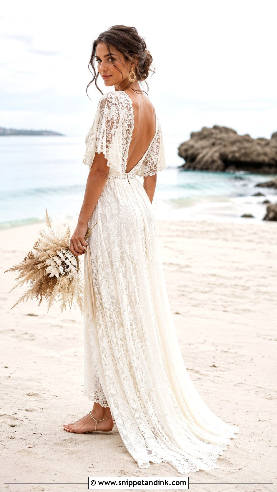 Boho Lace Beach Bridal Dress - Snippet and Ink - 20 Beach Bridal Ideas