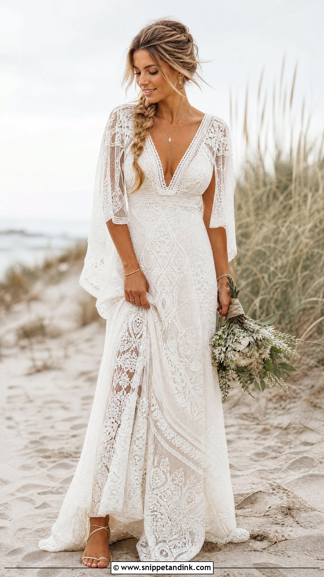 Boho Lace Beach Wedding Dress - Snippet and Ink - 25 Simple Beach Wedding Dress Ideas