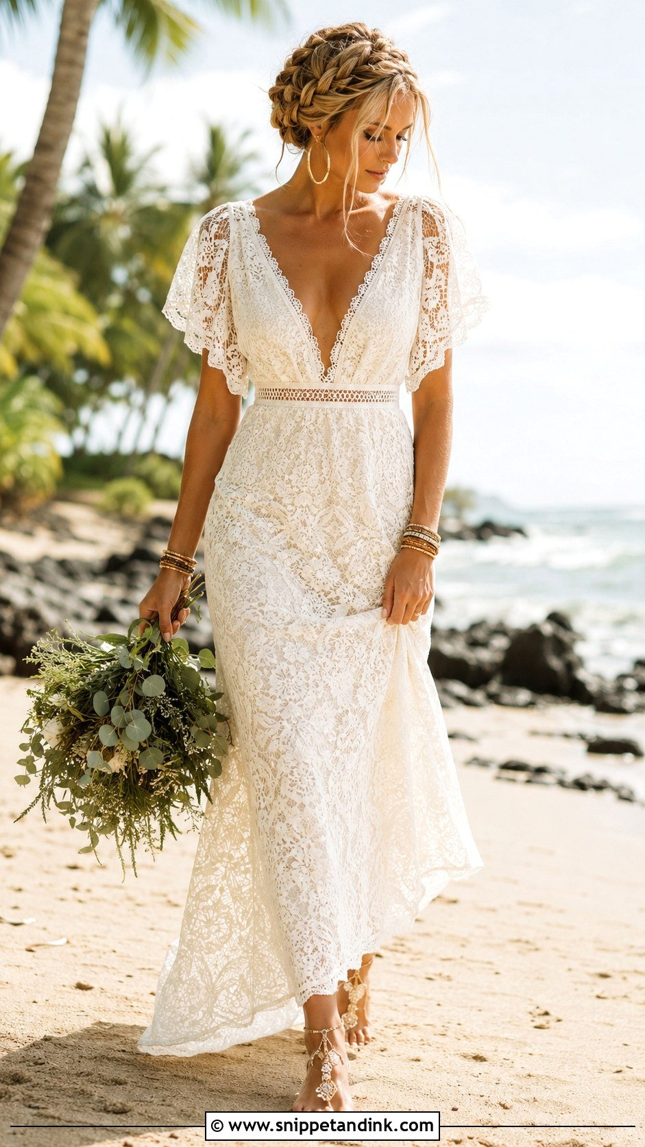 Boho Lace Beach Wedding Dress - Snippet and Ink - 20 Elegant Beach Wedding Dress Ideas