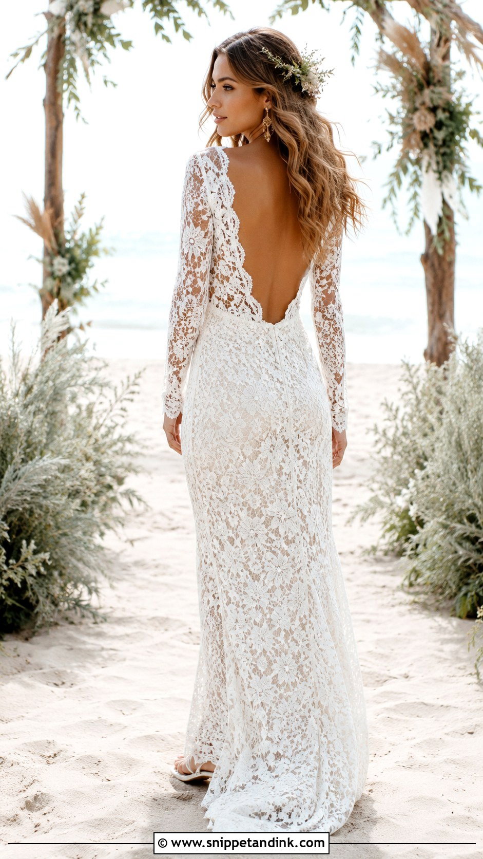 Boho Lace Beach Wedding Dress - Snippet and Ink - 20 Flowy Beach Wedding Dress Ideas